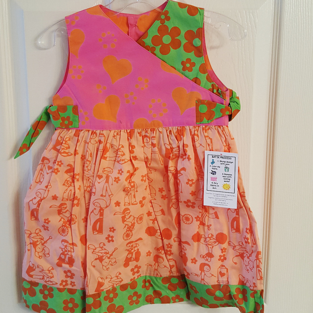 Girls DRESS Batik Print Tie Sides NWT Designer Kids Wear Adorable Toddler Sizes